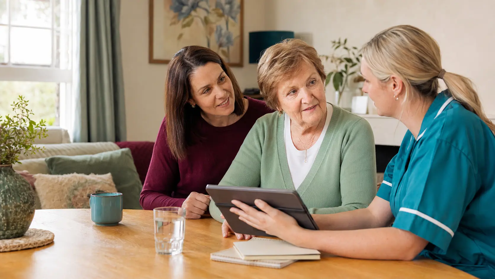 A registered nurse discussing a personalised care plan at home